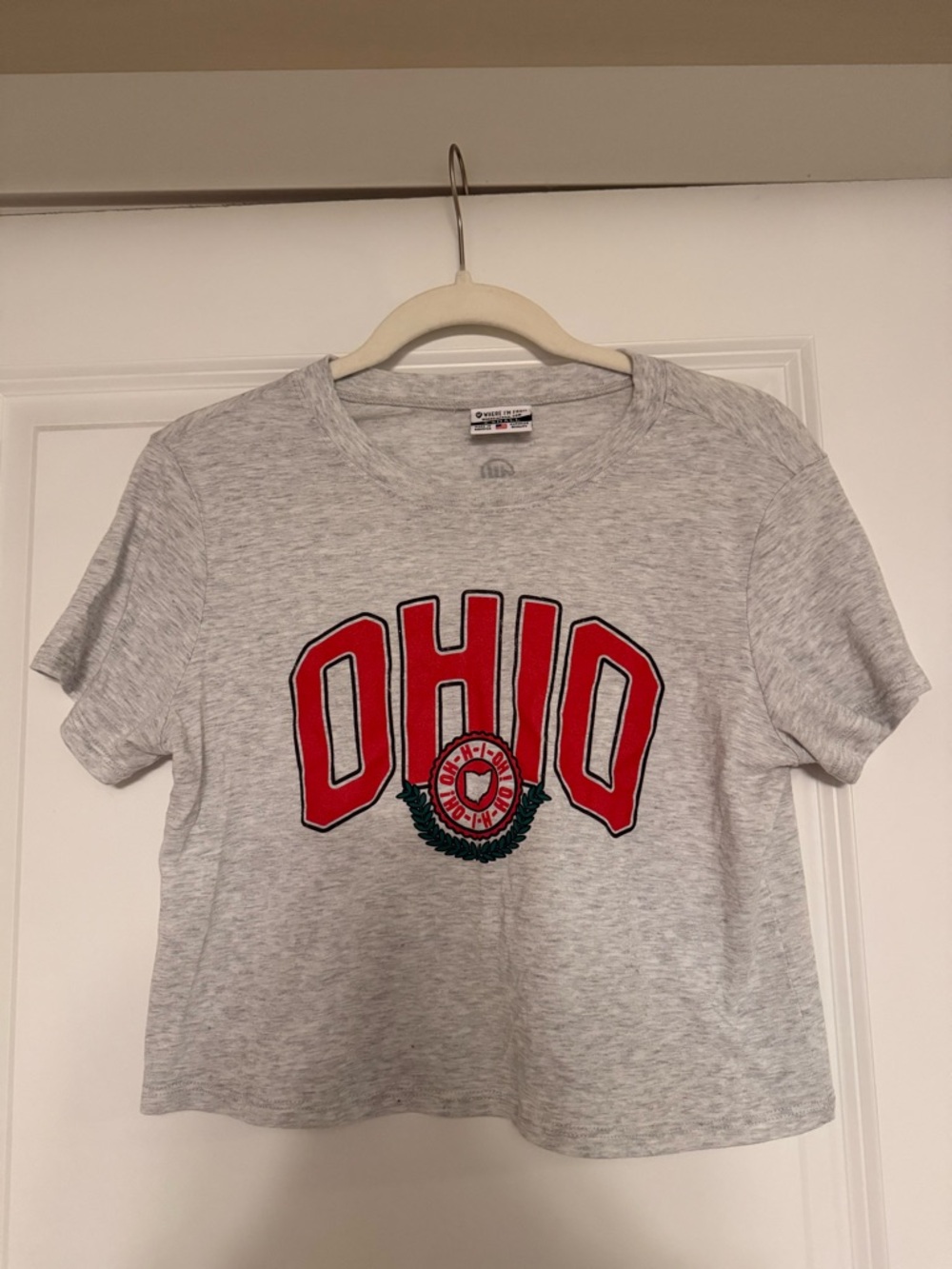 Where I’m From Ohio Crop Tee – Grey – Size XS